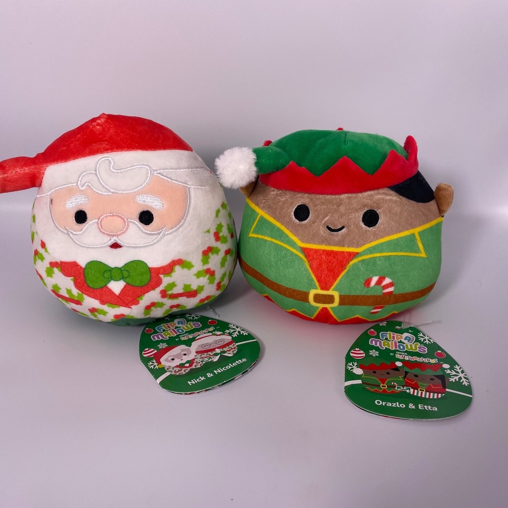Flip A Mallows Squishmallows Nick Nicolette Orazlo Etta Christmas Plush Set NWT‎